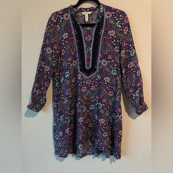 Matilda Jane Sz S Thoughts and Dreams Blue and Pink Floral Long Sleeve Dress - Picture 5 of 7